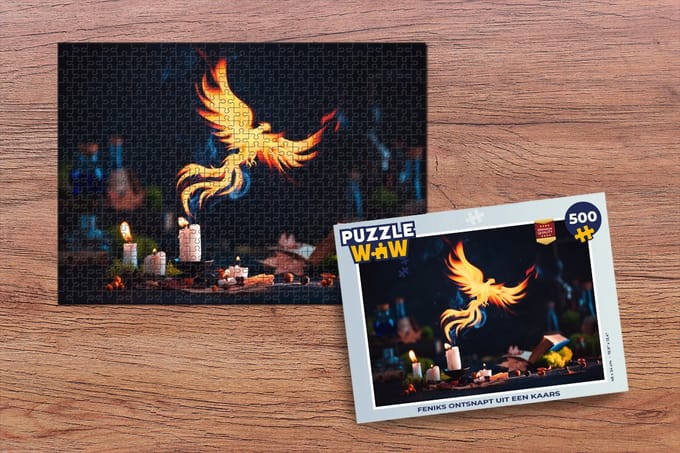 Puzzel Feniks ontsnapt uit een kaars - Legpuzzel - Puzzel 500 stukjes
