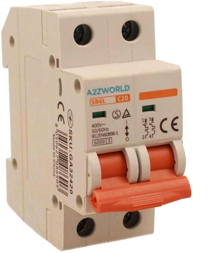 Automatische stroomonderbreker 2P 20A 6kA