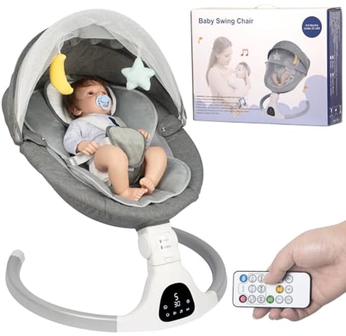 Elektrische babyschommel met Bluetooth, timingfunctie en muziek