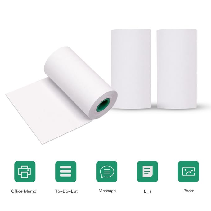 10 jaar duurzaam 3*thermisch papier voor Peripage A6/A8/P6 Paperang P1/P2 No Adhesive&3 Rolls wit