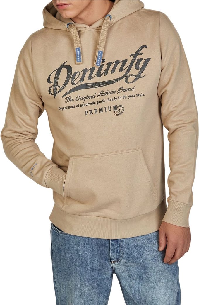 DENIMFY Heren Sweatshirt DFArno regular fit Beige M Volwassenen