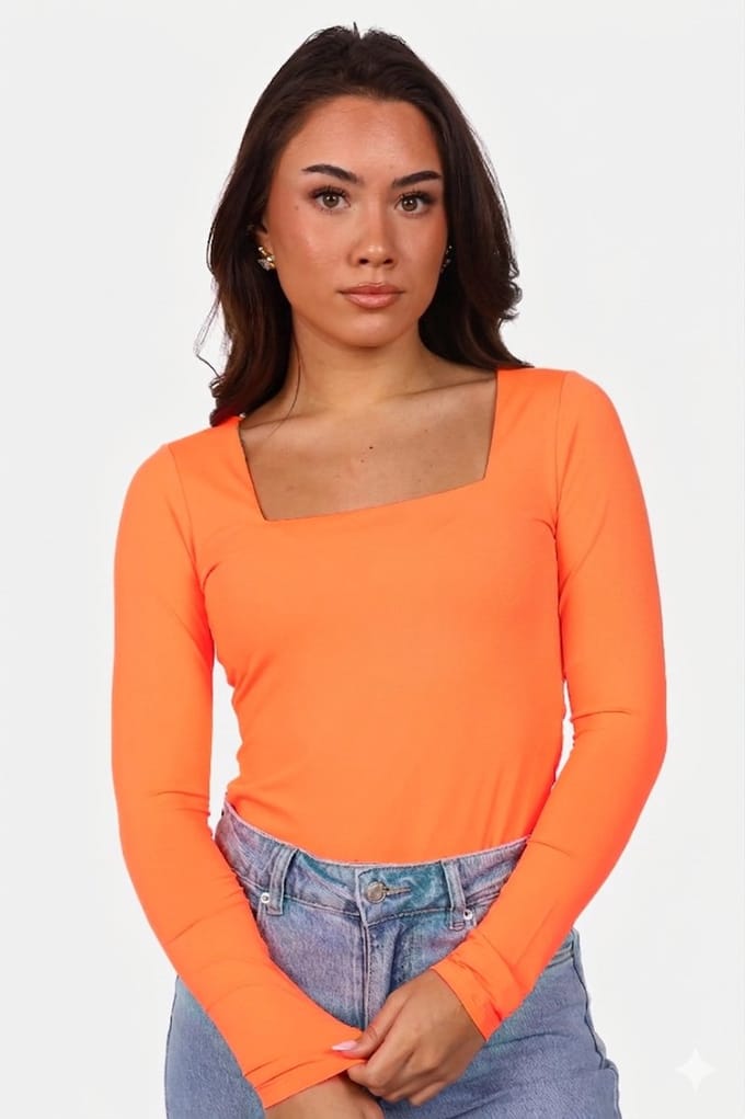 Getdrezzed Top - Maat: M - Top met vierkante hals oranje