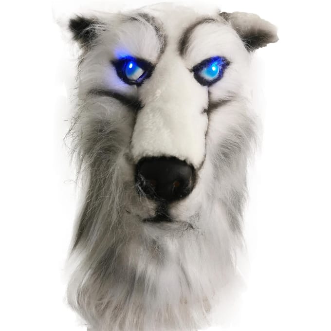 Masque husky en latex avec des yeux lumineux One size fits all adults blanc