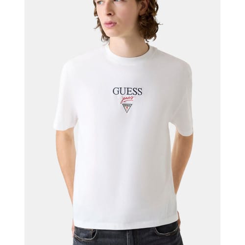 Guess Jeans Baker Logo T-shirt Met Korte Mouwen Wit S Man