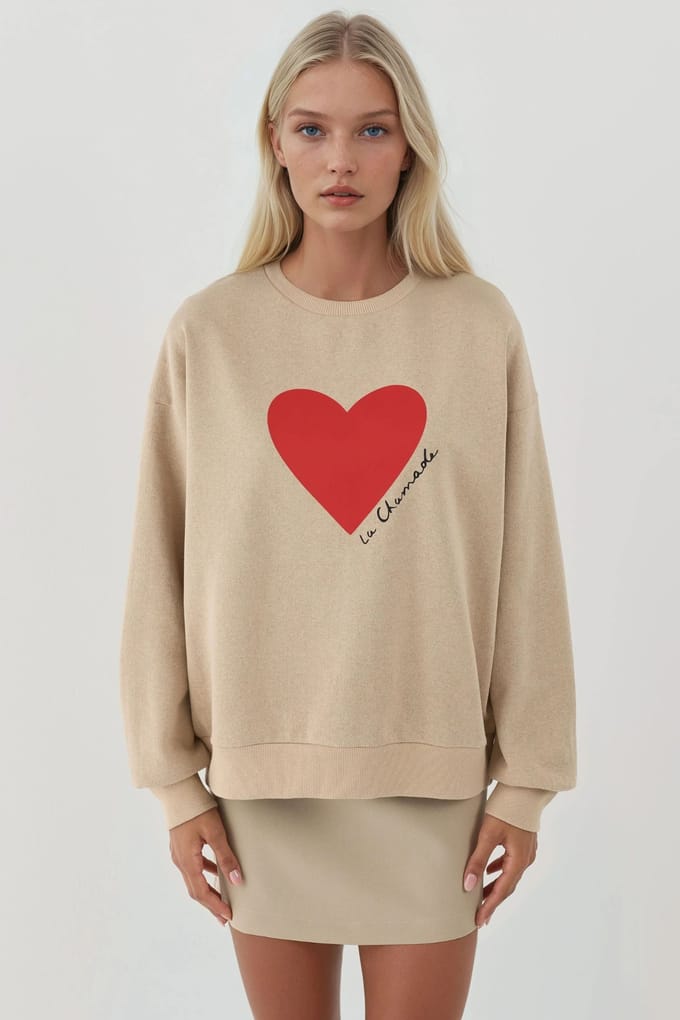 Geprinte Ronde Hals Verhoogde Sweatshirt