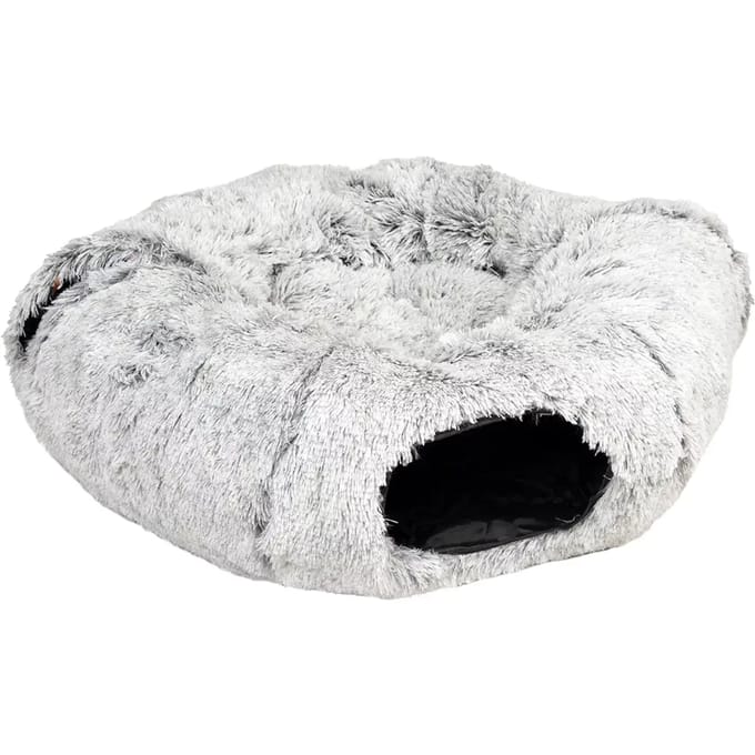 duvoplus Snug Kattenmand & Kattentunnel - Fluffy Pluche - 80x80x25cm