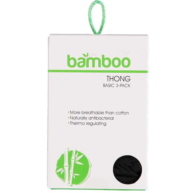 Apollo Dames String Zwart Bamboe 3-pack - Maat  M