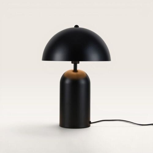 LUSENZ Asteri - Mushroom lamp 40 cm - E14 fitting - Zwart metaal - Retro design - Dressoir lamp - Mat - Met aan/uit-schakelaar