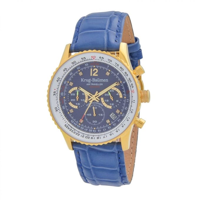 Krug Baumen 410201DS Air Traveller Diamond Heren Horloge 40mm