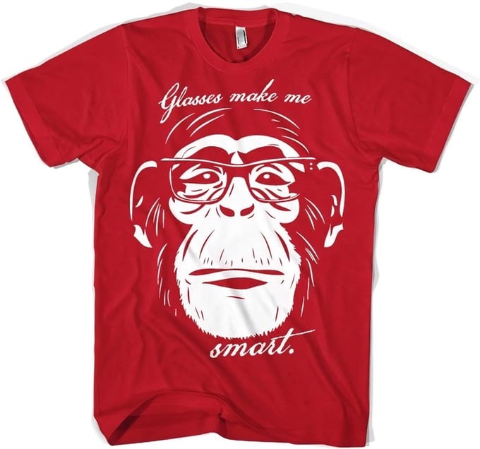 Hybris T-shirt ‘Glasses Makes Me Smart’ – rood