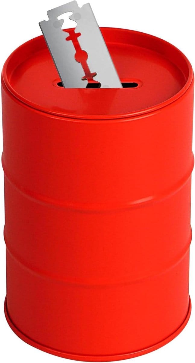 Allecto Plus - Veilige Metalen Scheermes Afvalcontainer voor Gebruikte Mesjes (Rood) met Sleufopening
