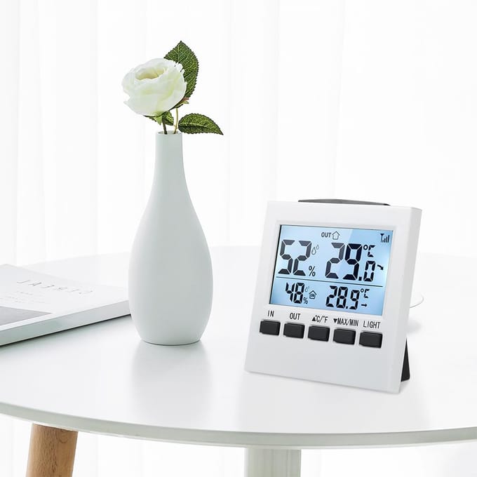 LCD digitale draadloze binnen-/buitenthermometer, hygrometer, temperatuur-vochtigheidsmeter