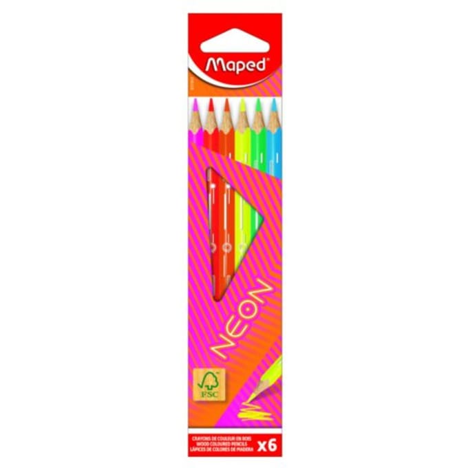 Maped driekantige neon kleurpotloden, etui met 6 stuks