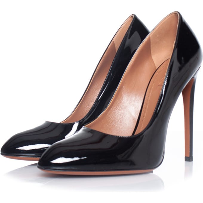 Leren pumps in patent zwart