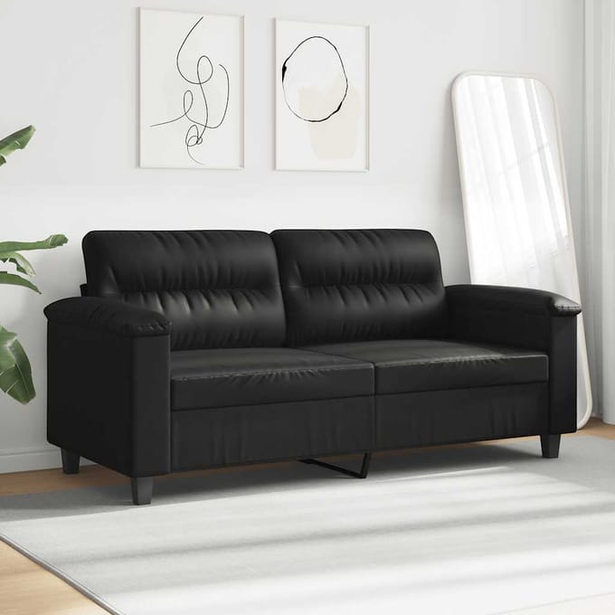 vidaXL - Tweezitsbank - 140 - cm - microvezelstof - zwart