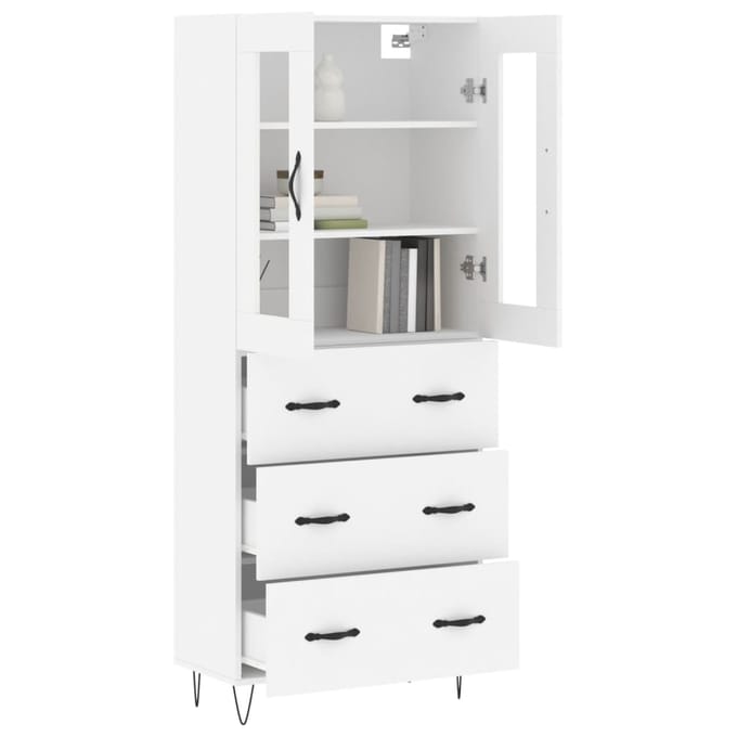 vidaXL - Hoge - kast - 69,5x34x180 - cm - bewerkt - hout - wit