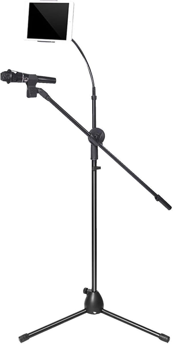 Vloerstatief met houder - Microfoon standaard - Livestreaming Zingen - 2-in-1 ontwerp - Verstelbaar 150cm - Zwart