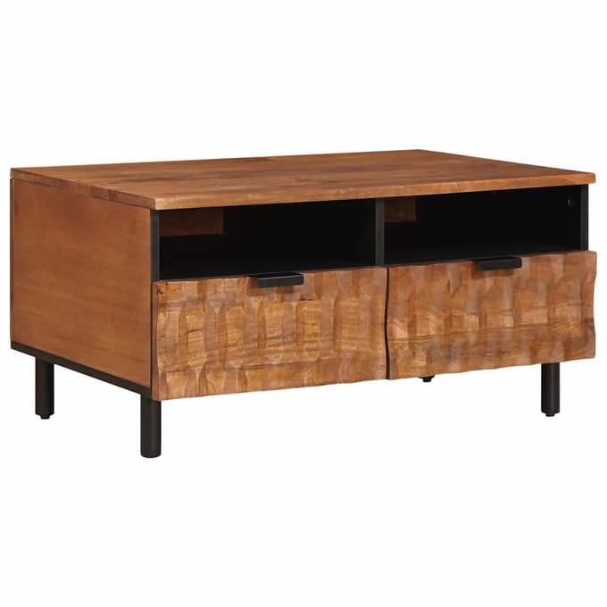 vidaXL - Salontafel - met - lade - Bruin - 80 - x - 54 - x - 40 - cm - Massief - Mango - Hout