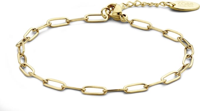 CO88 Collection Elemental 8CB-90642 Stalen schakel armband - 19,5 cm - goudkleurig