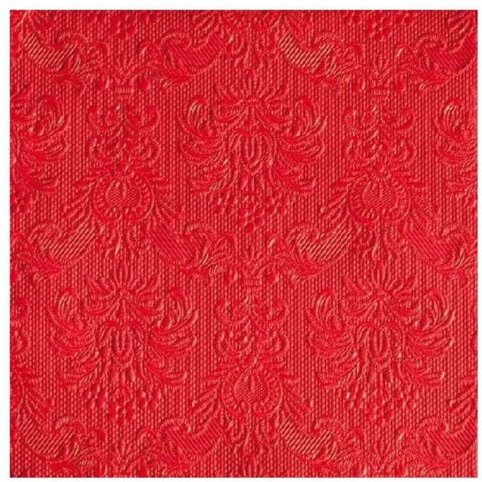 Servetten Luxe - 15x stuks - 40 x 40 cm - rood - barok patroon - 3 laags