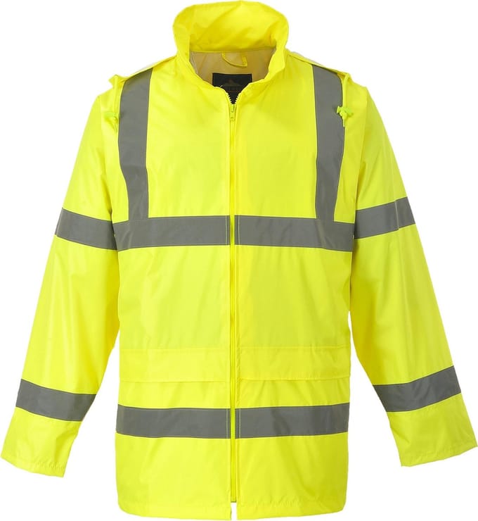 Regenjas Geel Maat S met reflecterende striping