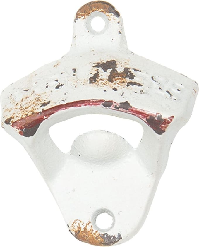 Clayre & Eef Flesopener 6x3x8 cm Wit IJzer