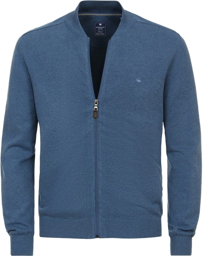 Redmond heren vest katoen - opstaande kraag - blauw (middeldik)