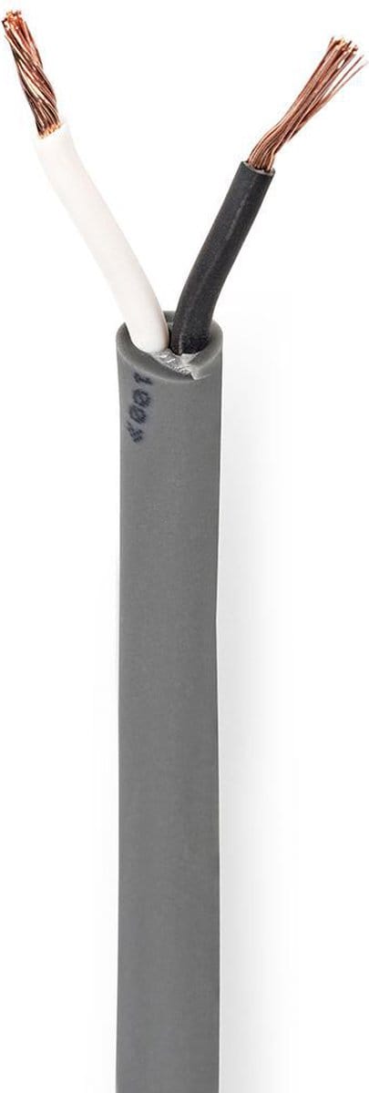 Nedis Speaker-Kabel - 2 x 1.50 mm² - Koper - 100 m - Rond - PVC - Donkergrijs - Rol
