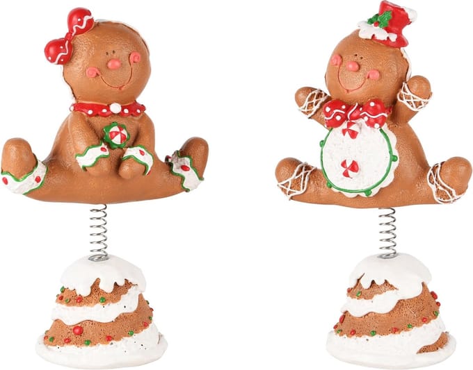 Dekoratief | Cookie op springveer, resina, 10x6x16cm, set van 2 stuks | A245251
