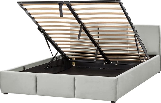 BOUSSE - Tweepersoons boxspring - Lichtgrijs - 160 x 200 cm - Fluweel
