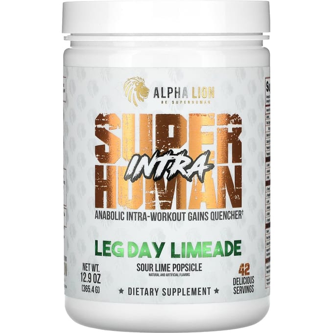 ALPHA LION, SuperHuman Intra, Limonade Jour des Jambes, Popsicle Citron Vert Acide, 365,4 g (12,9 oz)