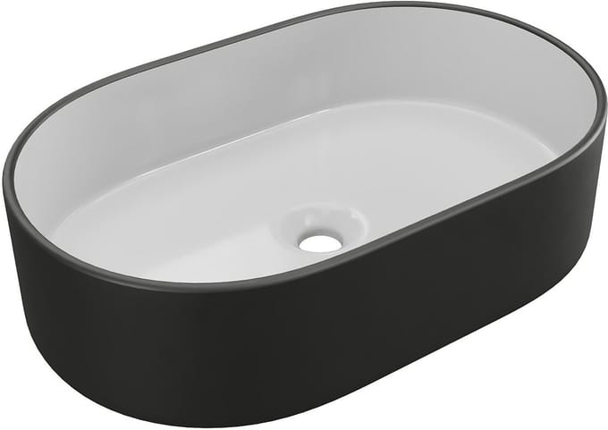 Vente-unique Wastafel IWA - Tweekleurig zwart en binnenkant wit