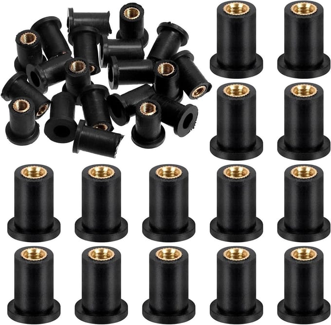 20 Stuks M4 Zwarte Rubber Well Nuts Set voor Verlenging - Ideaal voor Windscherm, Boot en Kajak