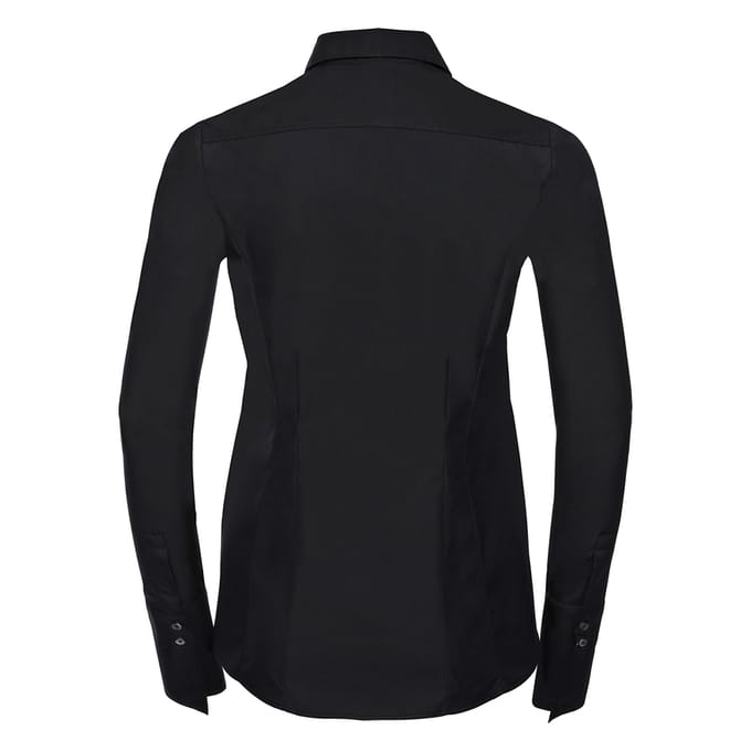 Russell Collection Dames/Dames Ultimate Stretch Slim Shirt met Lange Mouwen (Zwart)
