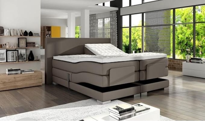 Elektrische Boxspring Tesla Taupe kleur 140X200
