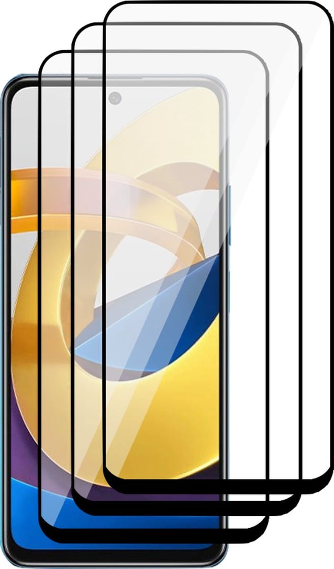 Screenprotector geschikt voor Xiaomi Poco M4 Pro 5G - Glas Full Screen Protector - 3 Stuks