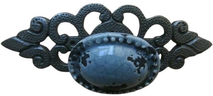 French Grey Glazed Cabinet Knob with back plate
