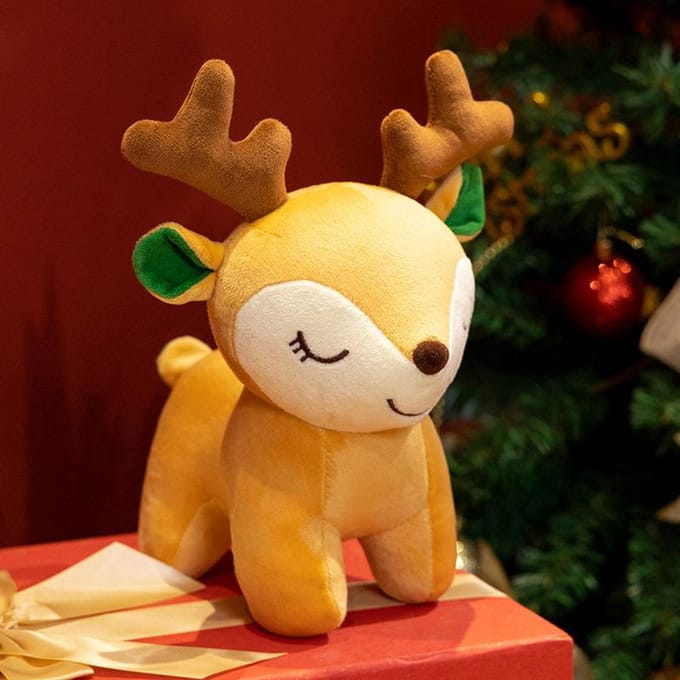 Cartoon Kerstman Sneeuwpop Rendier Pluche Speelgoed Pop Kerstversiering Cadeau 15cm beige
