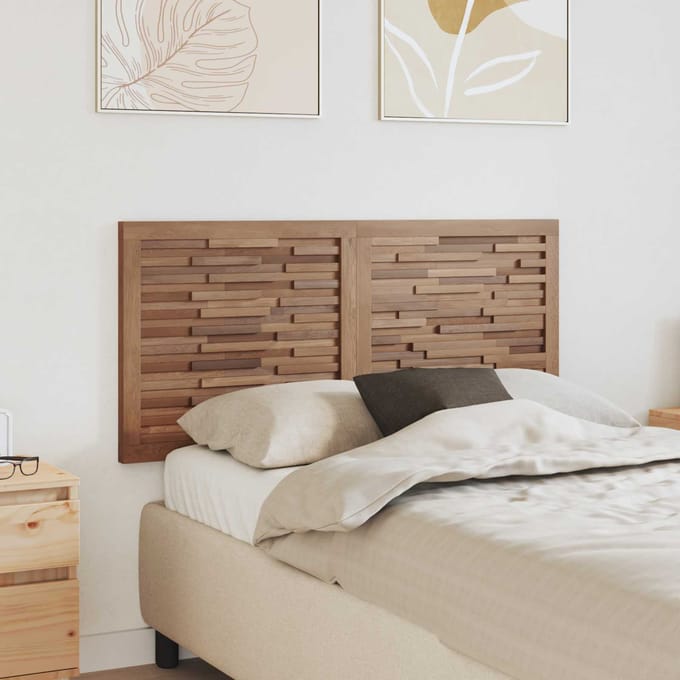 vidaXL - Bed - Hoofdbord - Naturel - Massief - Teakhout