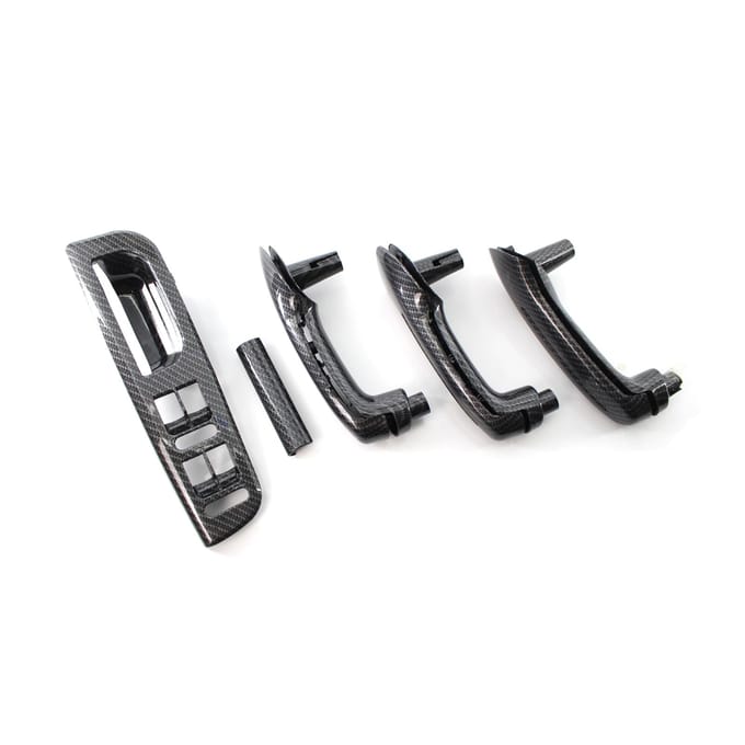 Auto Carbon Grain Master Raam Schakelaar Bedieningspaneel Trim Bezel + 3 Interieur Deur Handgreep Set gray