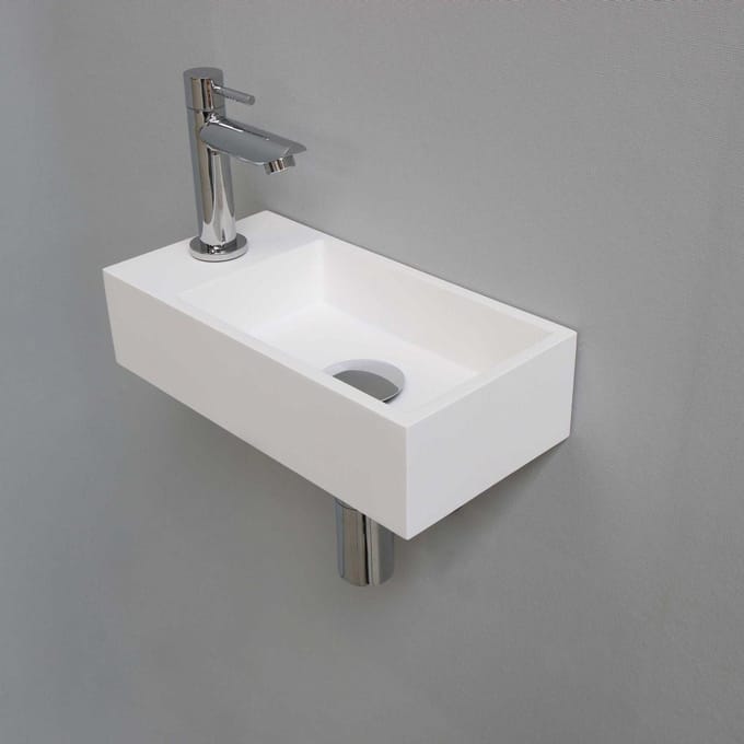 Fonteinset INK Versus 36x18x9 cm Polystone Mat Wit Met Kraangat Links Chroom