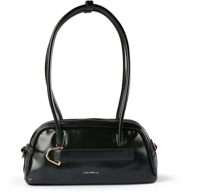 Coccinelle Paki Shiny Schoudertas Leder 30 cm - Dames - noir