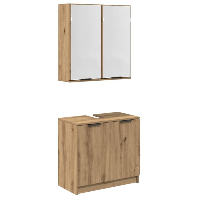 vidaXL - Badkamerkast - set - 2 - st - Artisan - Eiken - Bewerkt - hout