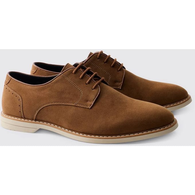 Faux Suède Derby Schoen | Tan | Size 42