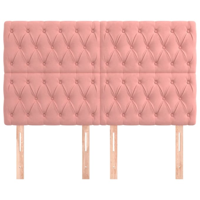 vidaXL - Hoofdbord - roze - 160x7x118/128 - cm - fluweel