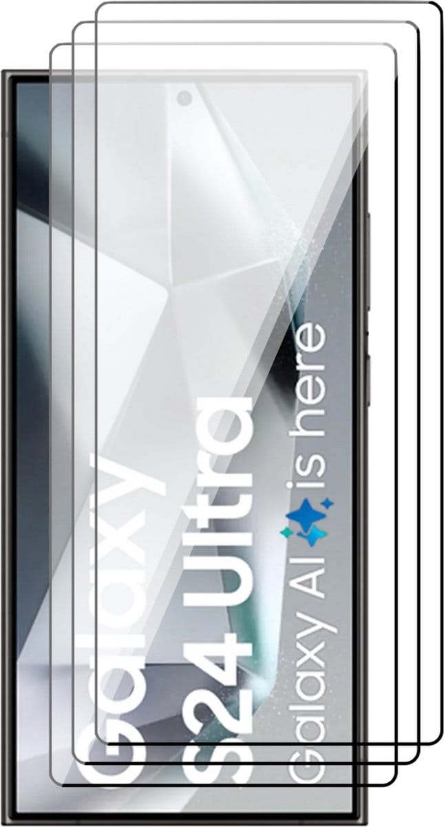 Screenprotector geschikt voor Samsung Galaxy S24 Ultra - 3x Volledig Dekkend Glas Screen Protector