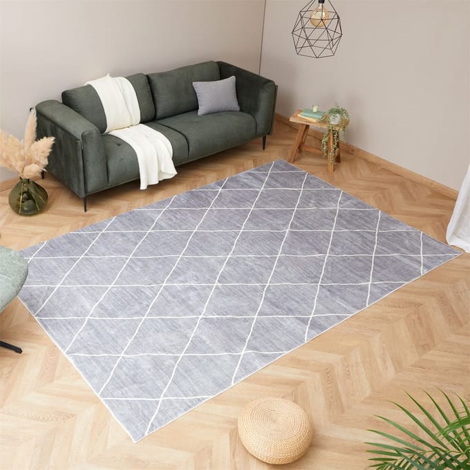 Wasbaar tapijt RHOMB 200 x 300 cm – Grijs