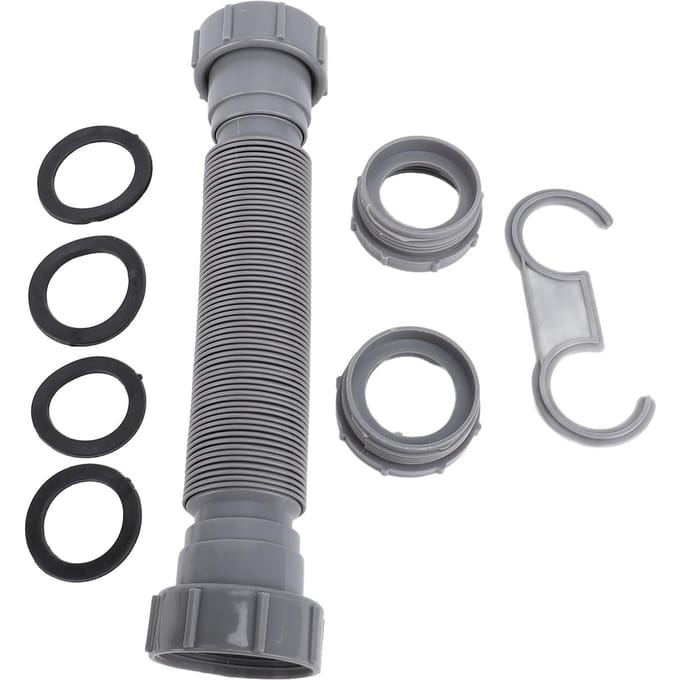 Uitbreidbare Flexibele P-Valleiding Kit Enkele Keukenspoelbak Afvoeroplossing met Adapter Afdichtring gray