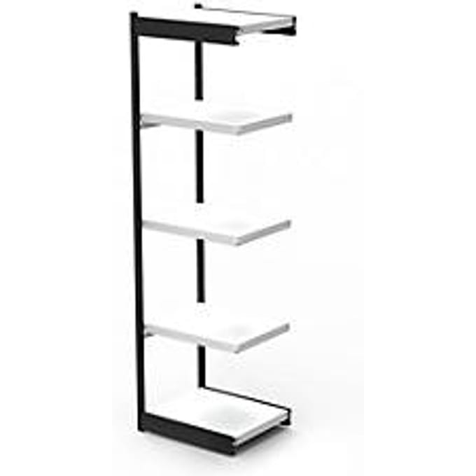 Stalen rek PROGRESS 2000, open hoekkast bouwdeel, zonder achterwand, H 1900 x B 400 + D 400 mm, zwart frame