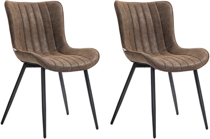 HOMCOM Eetkamerstoel - Synthetische bekleding - 49x61x80,5cm - Bruin
